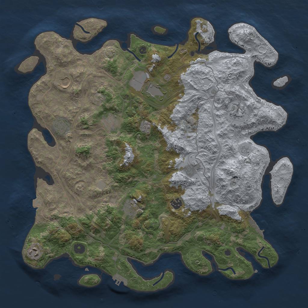 Rust Map: Procedural Map, Size: 4250, Seed: 843336437, 18 Monuments