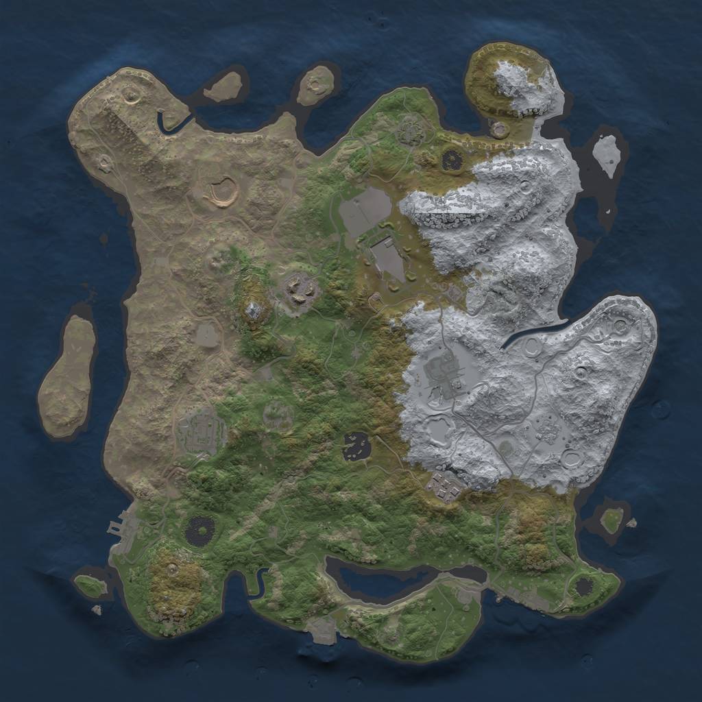 Rust Map: Procedural Map, Size: 3500, Seed: 1675416509, 15 Monuments