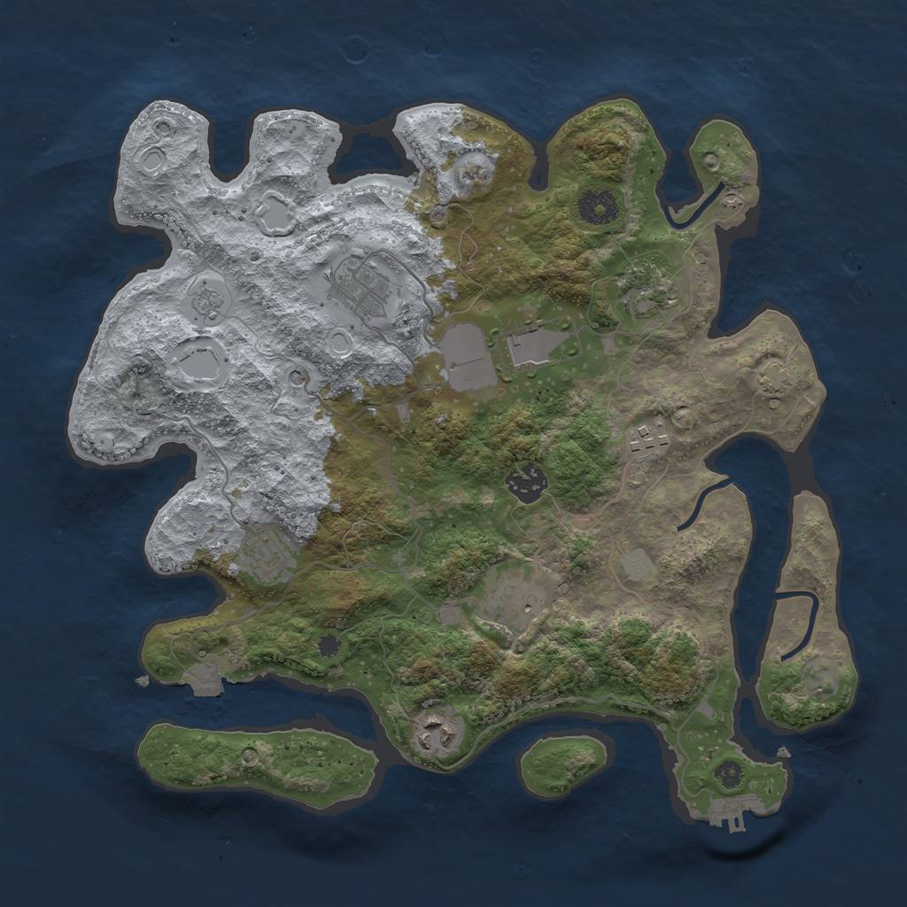 Rust Map: Procedural Map, Size: 3500, Seed: 1777691658, 15 Monuments