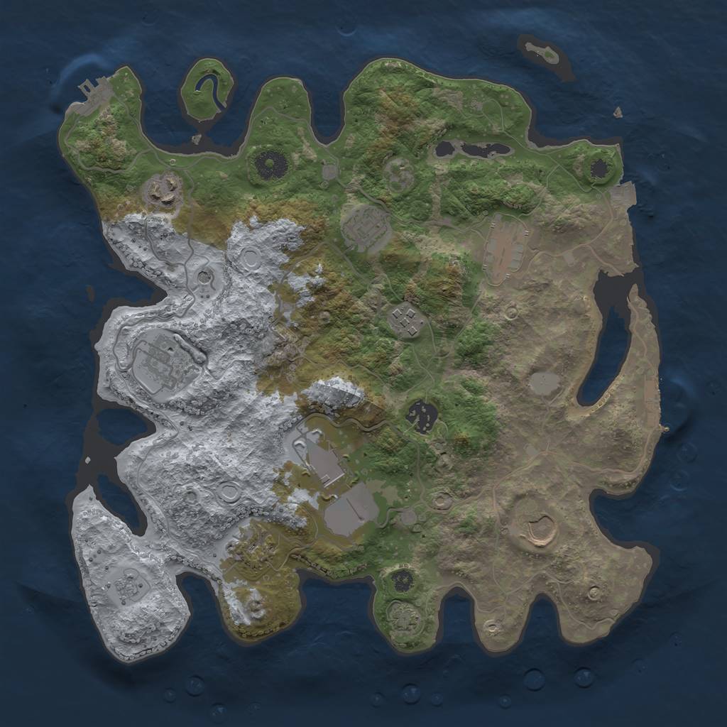 Rust Map: Procedural Map, Size: 3500, Seed: 666548295, 17 Monuments