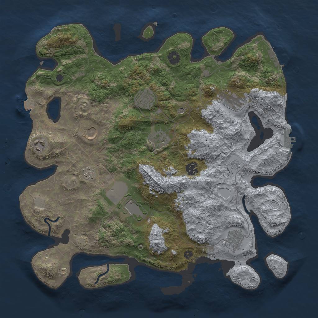 Rust Map: Procedural Map, Size: 3750, Seed: 1243147927, 17 Monuments