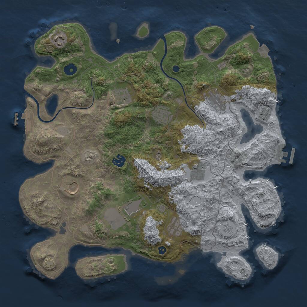 Rust Map: Procedural Map, Size: 3750, Seed: 1243147927, 16 Monuments