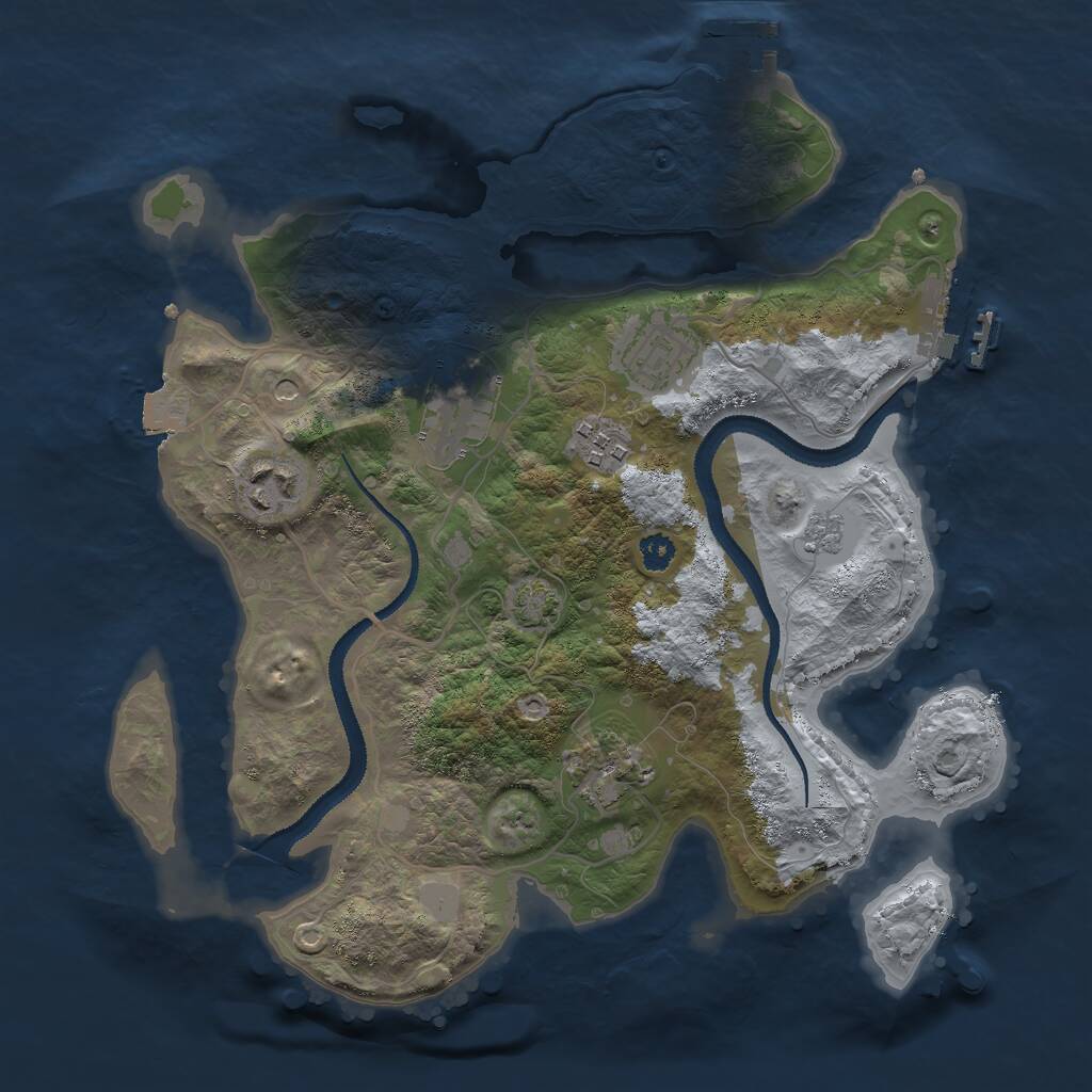 Rust Map: Procedural Map, Size: 3000, Seed: 1048581194, 11 Monuments