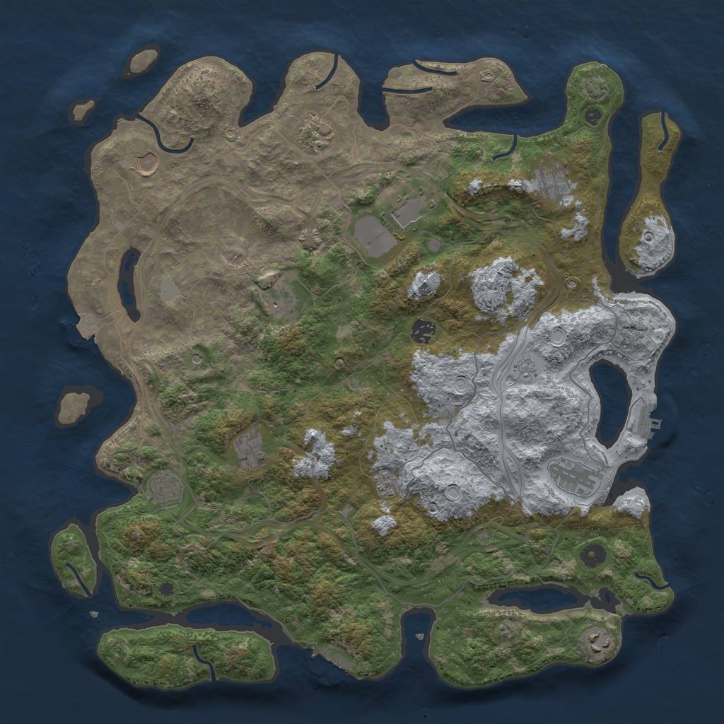 Rust Map: Procedural Map, Size: 4500, Seed: 1823810404, 19 Monuments