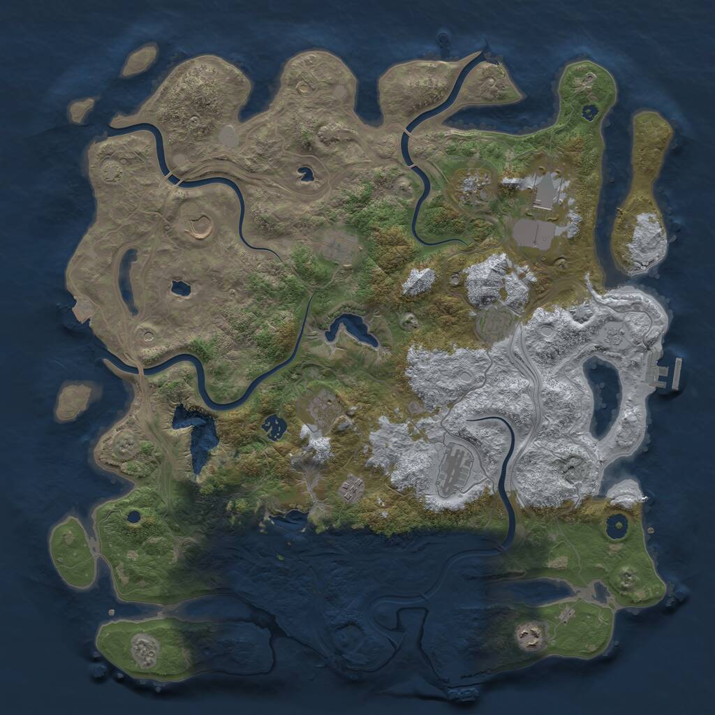 Rust Map: Procedural Map, Size: 4500, Seed: 1823810404, 16 Monuments