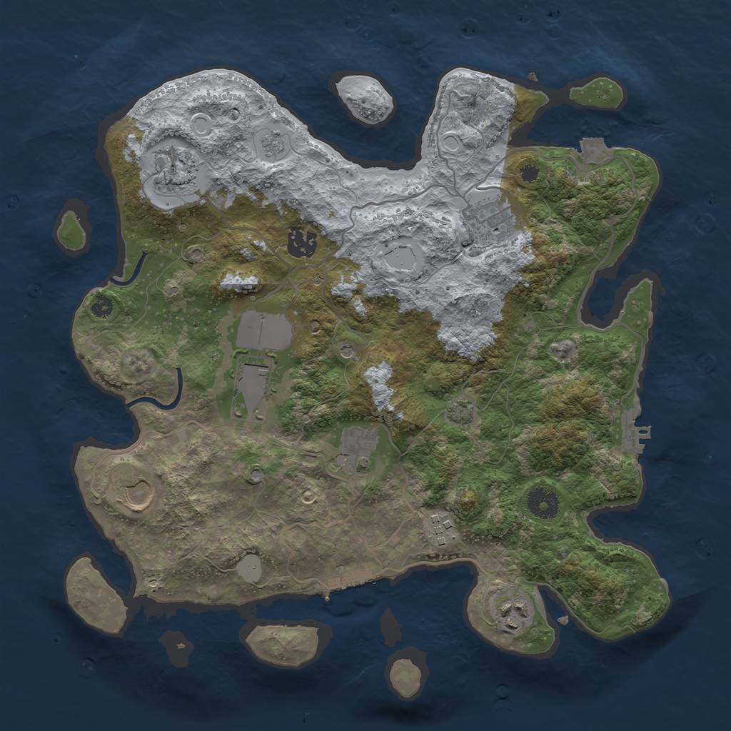 Rust Map: Procedural Map, Size: 3500, Seed: 35894410, 16 Monuments