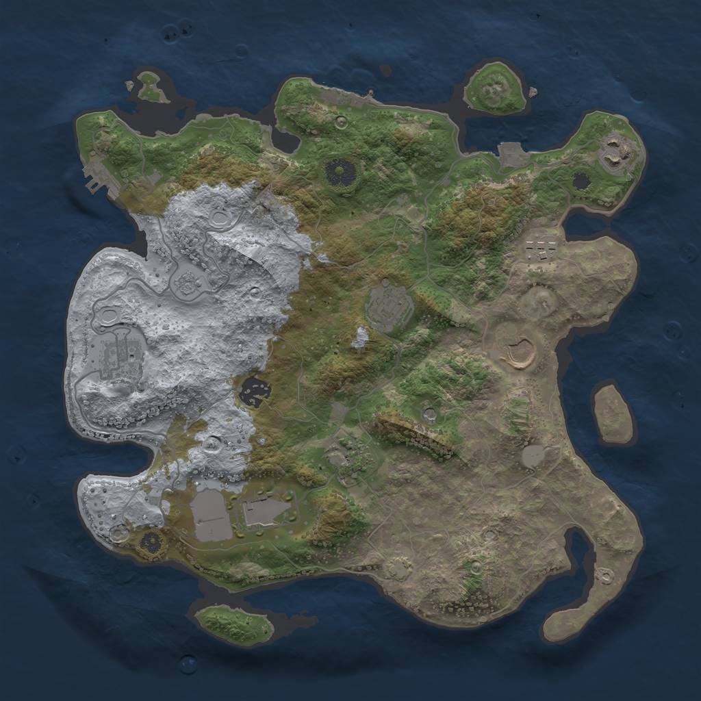 Rust Map: Procedural Map, Size: 3500, Seed: 10988470, 16 Monuments