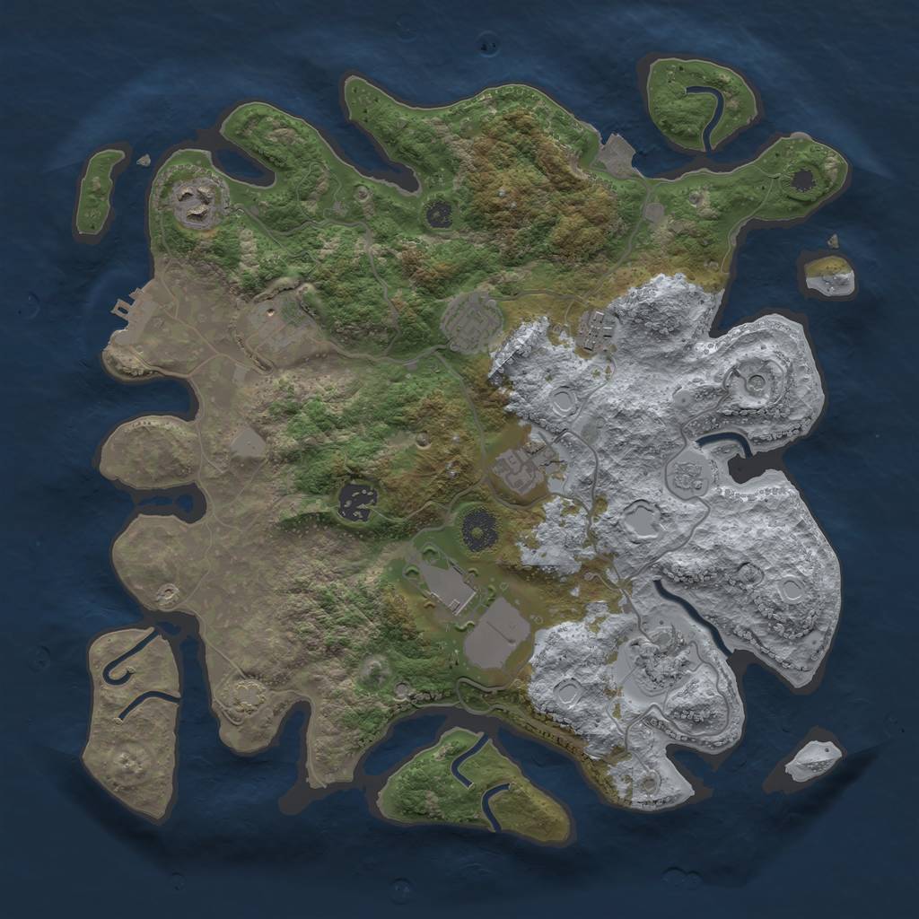 Rust Map: Procedural Map, Size: 3500, Seed: 3509, 15 Monuments