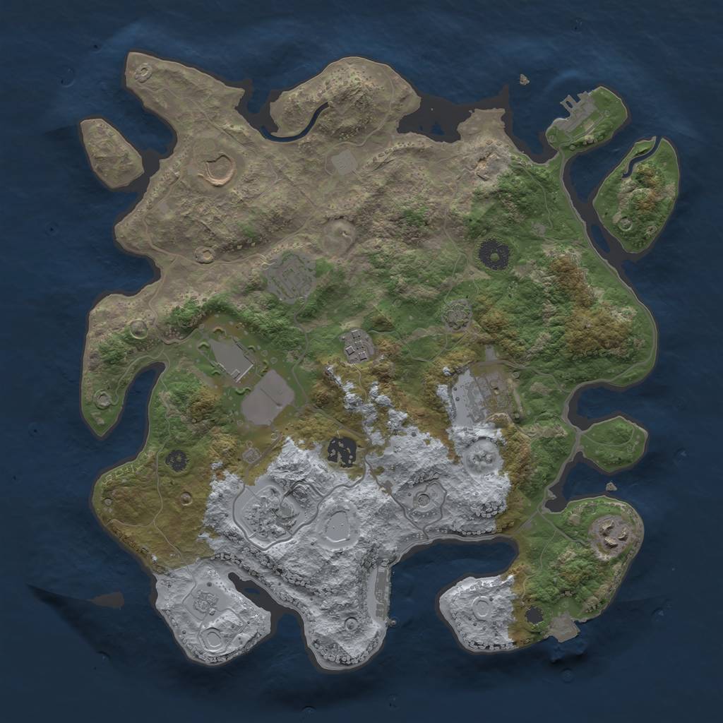 Rust Map: Procedural Map, Size: 3500, Seed: 920165097, 16 Monuments