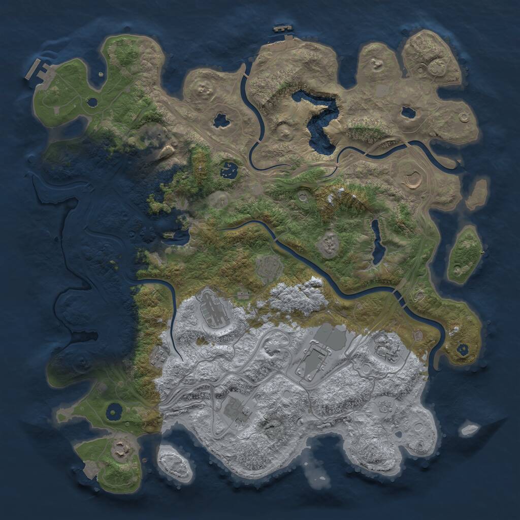 Rust Map: Procedural Map, Size: 4500, Seed: 3265, 16 Monuments