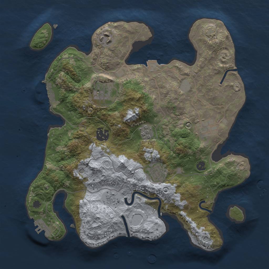 Rust Map: Procedural Map, Size: 3000, Seed: 1135877549, 14 Monuments