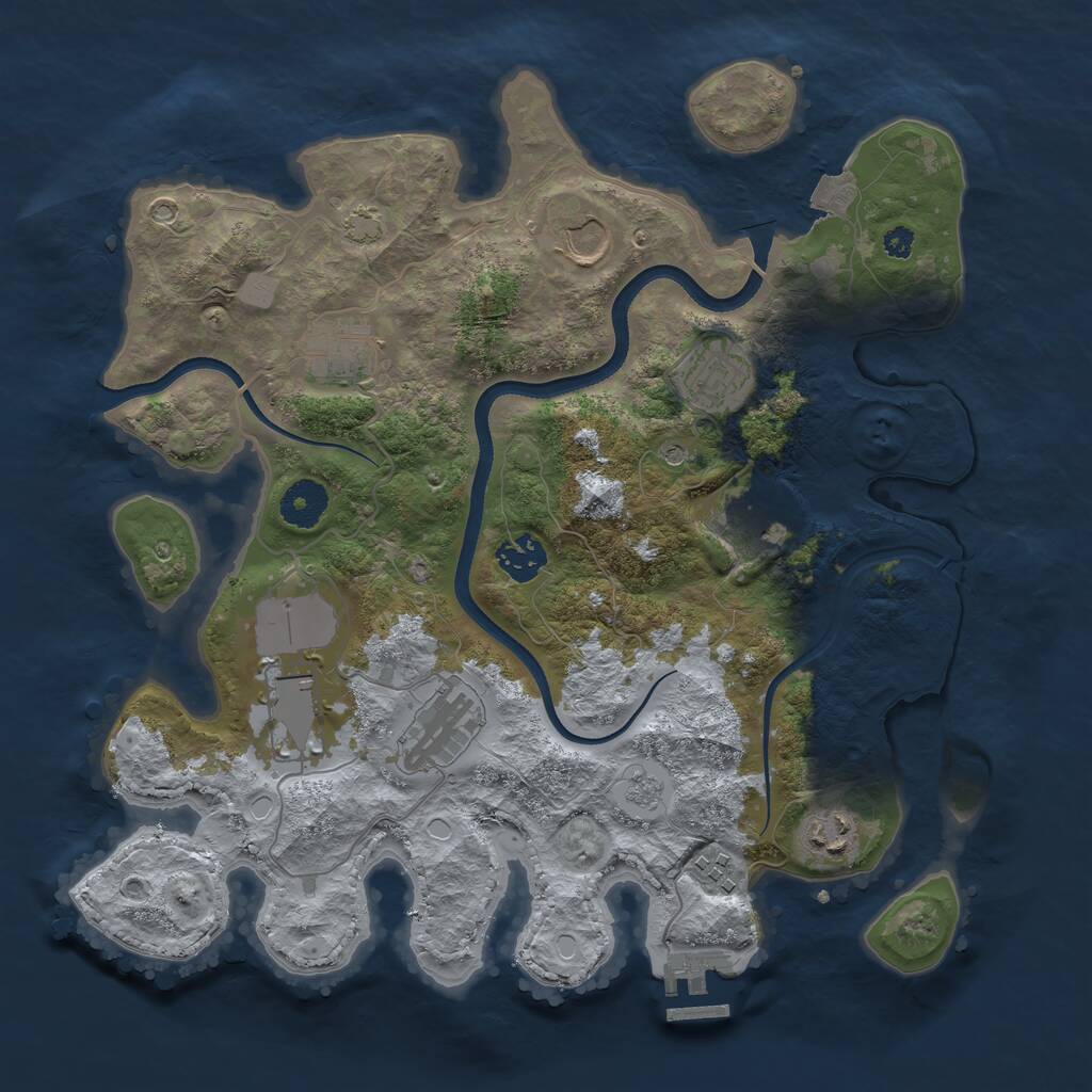Rust Map: Procedural Map, Size: 3500, Seed: 261677583, 14 Monuments