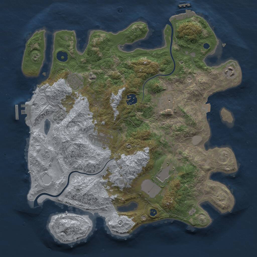 Rust Map: Procedural Map, Size: 3500, Seed: 88767841, 13 Monuments