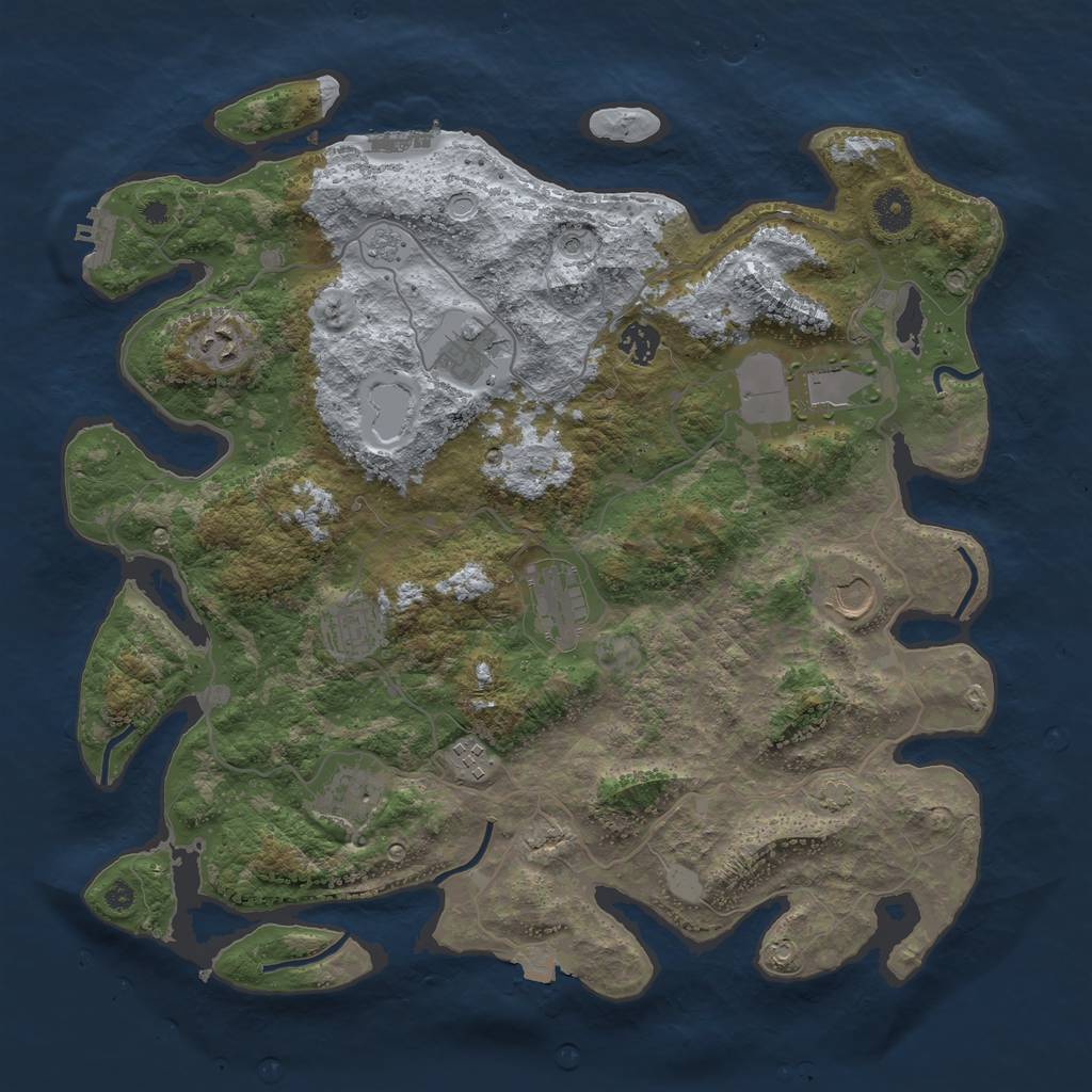 Rust Map: Procedural Map, Size: 4000, Seed: 10825, 17 Monuments
