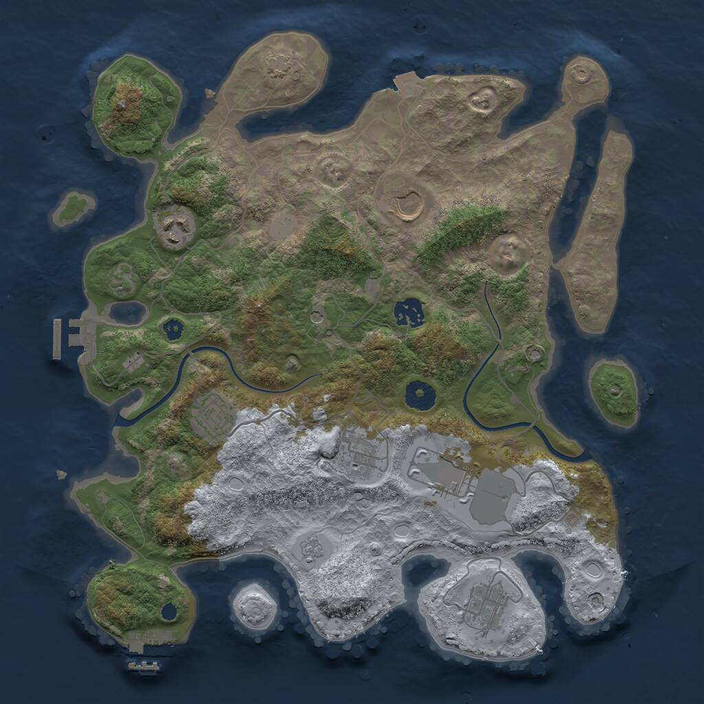 Rust Map: Procedural Map, Size: 3500, Seed: 367286516, 13 Monuments