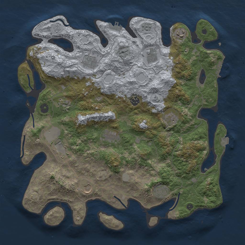 Rust Map: Procedural Map, Size: 4000, Seed: 1958218887, 19 Monuments