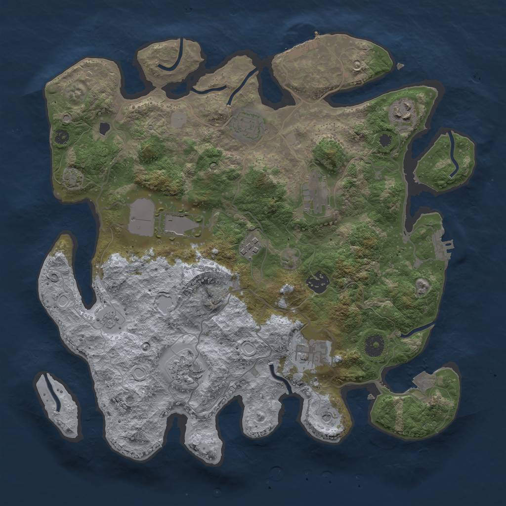 Rust Map: Procedural Map, Size: 3550, Seed: 3, 16 Monuments