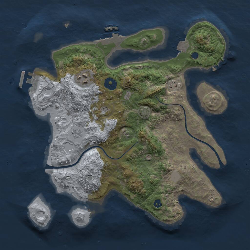 Rust Map: Procedural Map, Size: 3000, Seed: 95968, 8 Monuments
