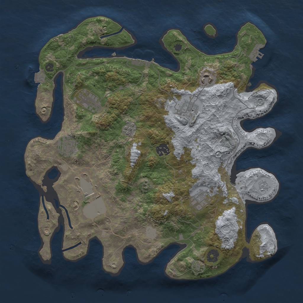 Rust Map: Procedural Map, Size: 3500, Seed: 526764825, 16 Monuments