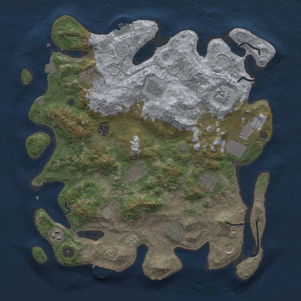 Rust Map: Procedural Map, Size: 4000, Seed: 728485952, 19 Monuments