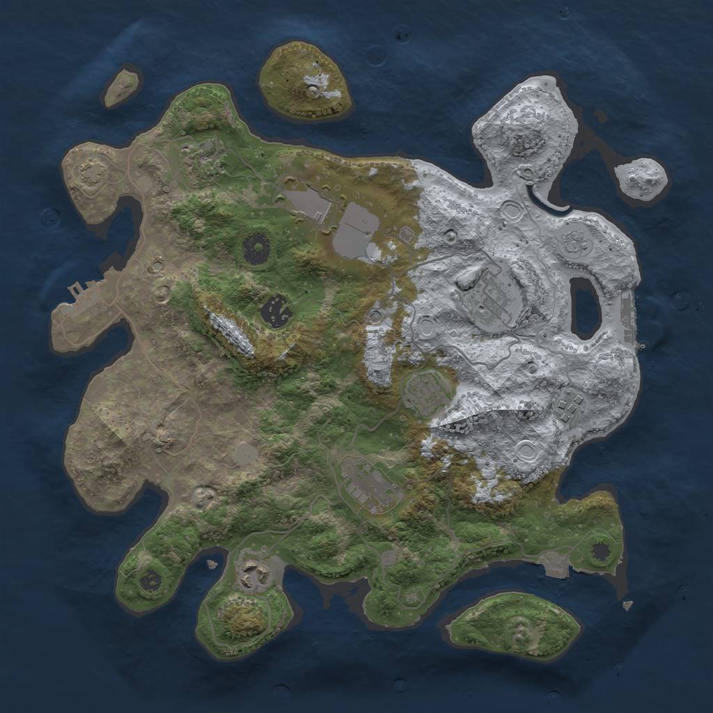 Rust Map: Procedural Map, Size: 3500, Seed: 21457558, 16 Monuments