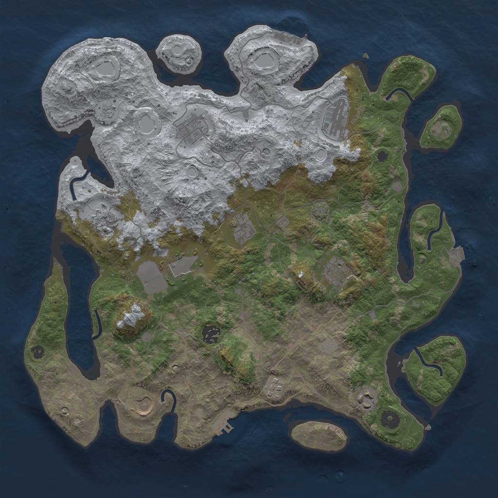Rust Map: Procedural Map, Size: 3950, Seed: 26733248, 18 Monuments