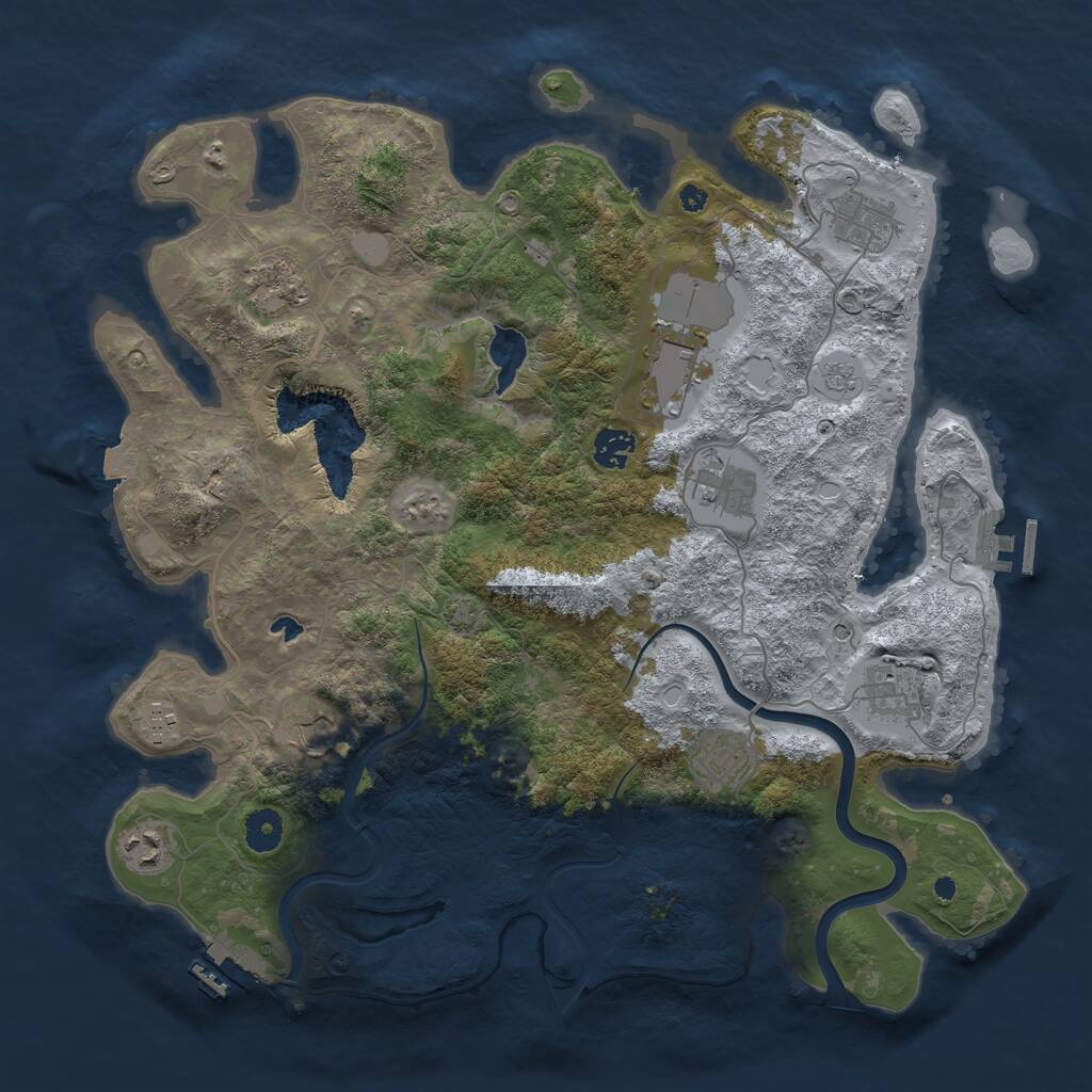 Rust Map: Procedural Map, Size: 4000, Seed: 602815, 16 Monuments
