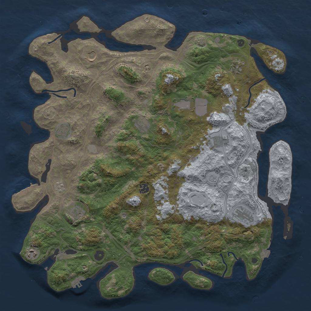 Rust Map: Procedural Map, Size: 4600, Seed: 1344668570, 19 Monuments