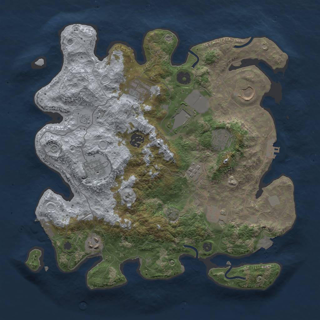 Rust Map: Procedural Map, Size: 3500, Seed: 638344936, 17 Monuments