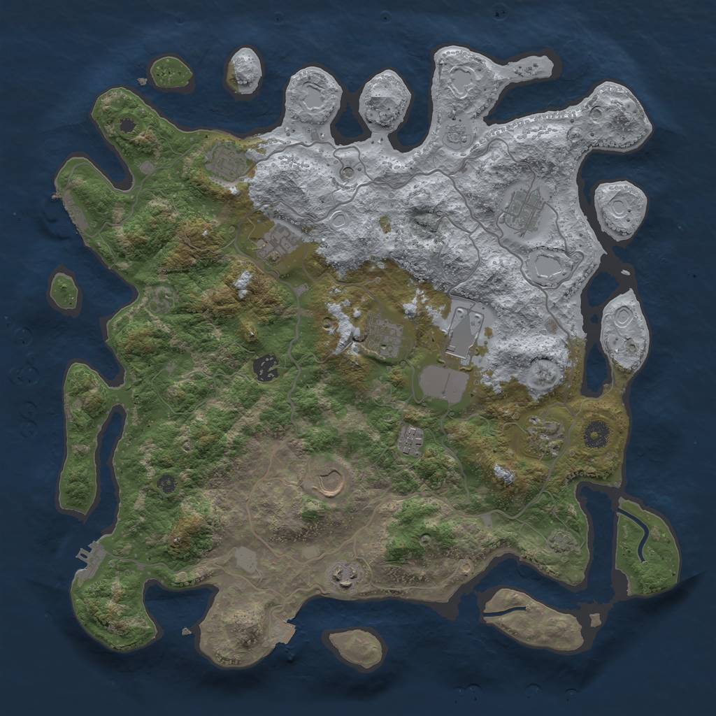 Rust Map: Procedural Map, Size: 4000, Seed: 205953026, 18 Monuments