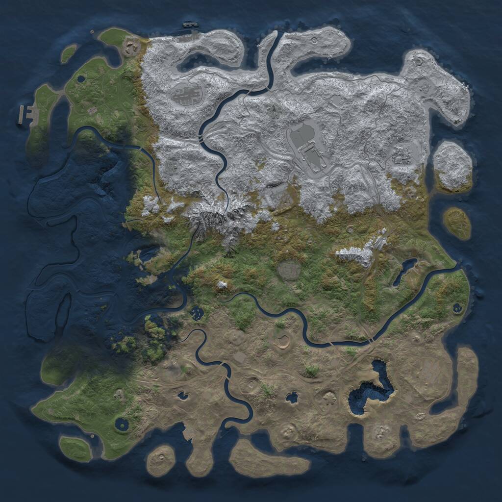 Rust Map: Procedural Map, Size: 5500, Seed: 2132725919, 17 Monuments