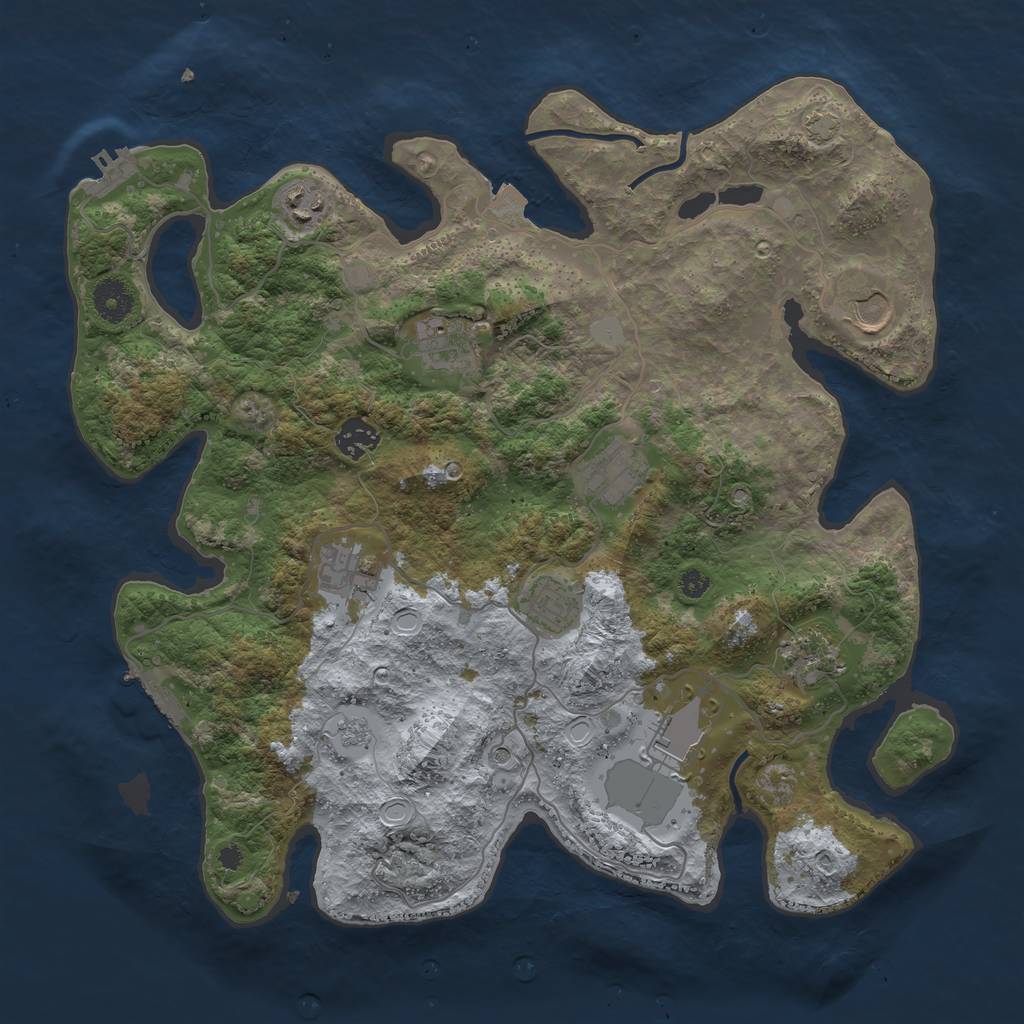 Rust Map: Procedural Map, Size: 3750, Seed: 6904201, 17 Monuments