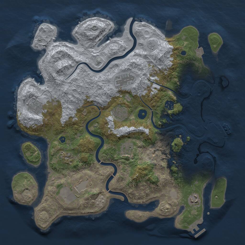 Rust Map: Procedural Map, Size: 3875, Seed: 1565446664, 15 Monuments