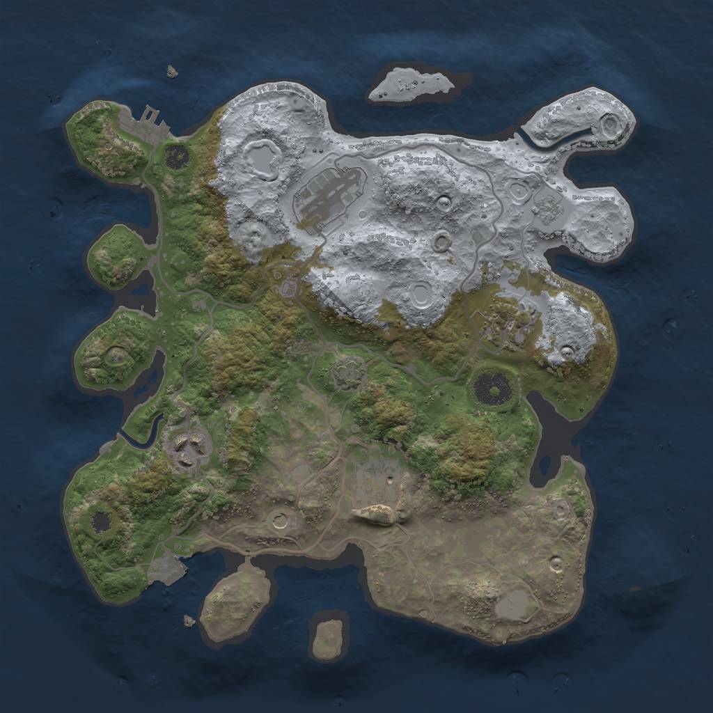 Rust Map: Procedural Map, Size: 3000, Seed: 1070629441, 11 Monuments