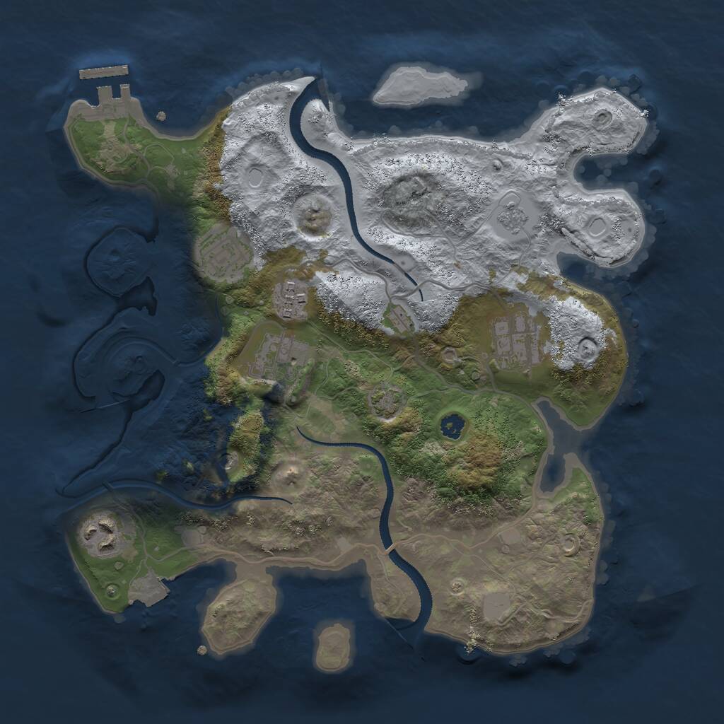 Rust Map: Procedural Map, Size: 3000, Seed: 1070629441, 10 Monuments