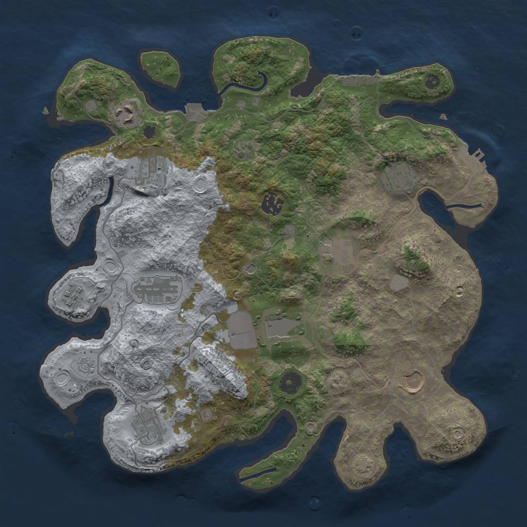 Rust Map: Procedural Map, Size: 3600, Seed: 339, 18 Monuments