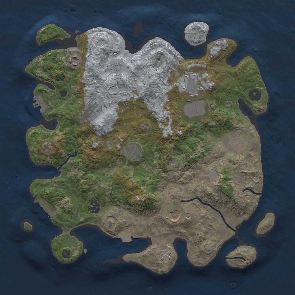 Rust Map: Procedural Map, Size: 3600, Seed: 94718945, 16 Monuments