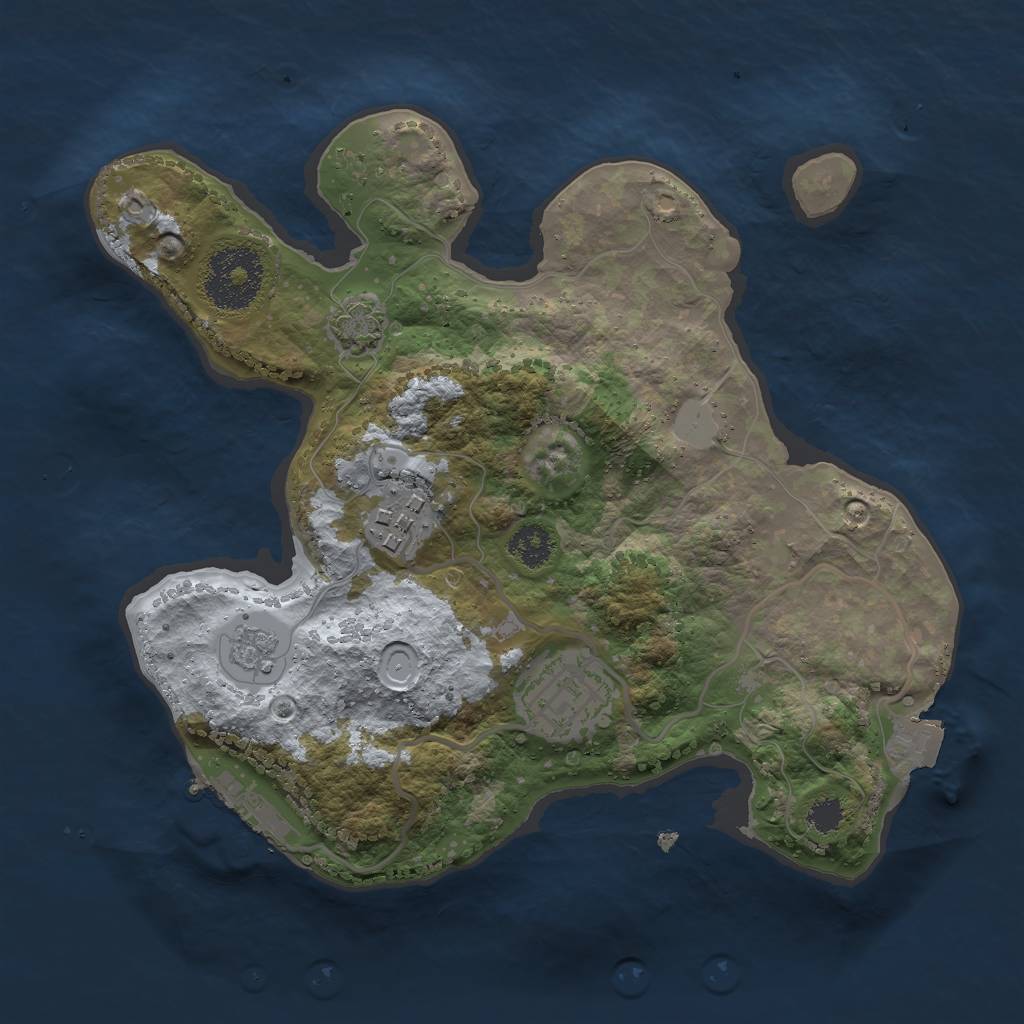 Rust Map: Procedural Map, Size: 2500, Seed: 1644409255, 8 Monuments