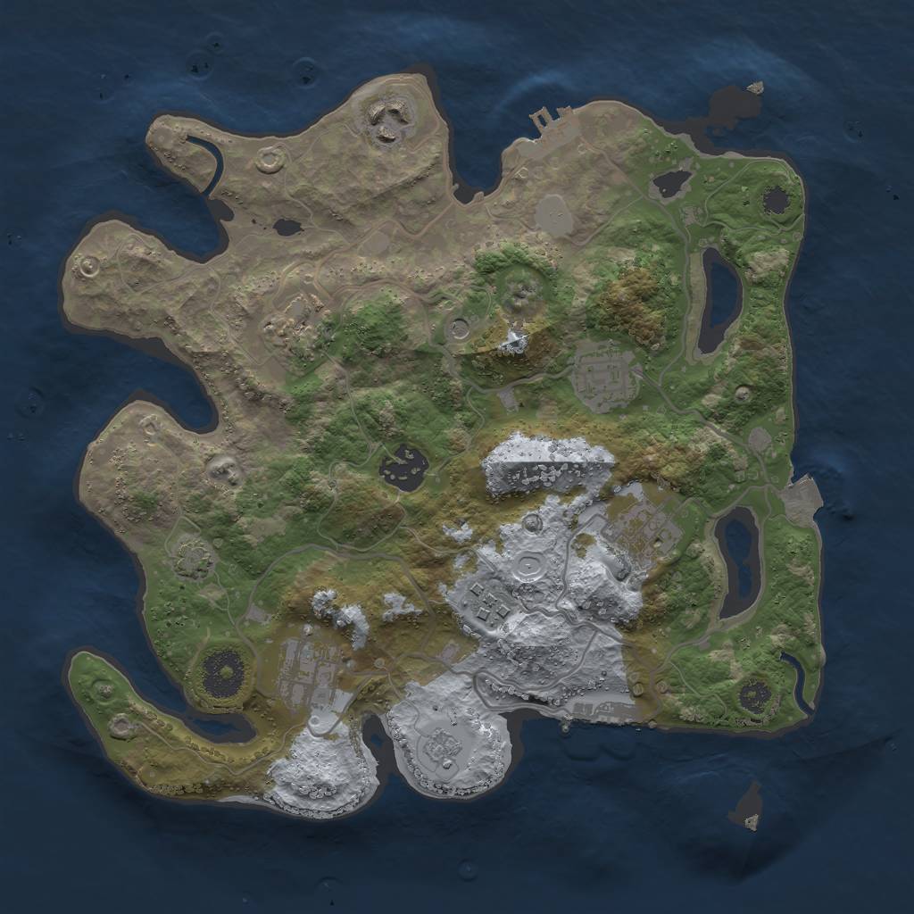 Rust Map: Procedural Map, Size: 3000, Seed: 83594651, 15 Monuments