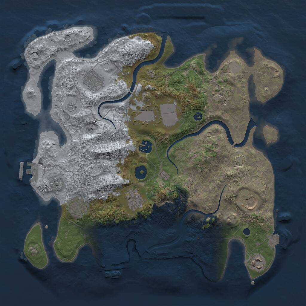 Rust Map: Procedural Map, Size: 3500, Seed: 69202375, 15 Monuments