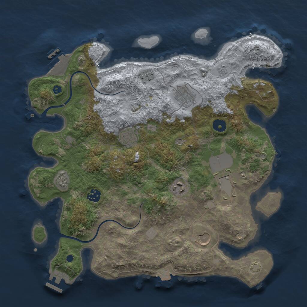 Rust Map: Procedural Map, Size: 3500, Seed: 2095302365, 13 Monuments
