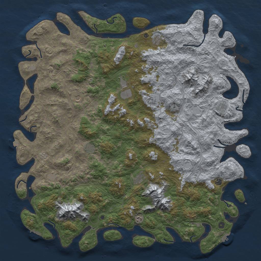 Rust Map: Procedural Map, Size: 6000, Seed: 910197777, 19 Monuments