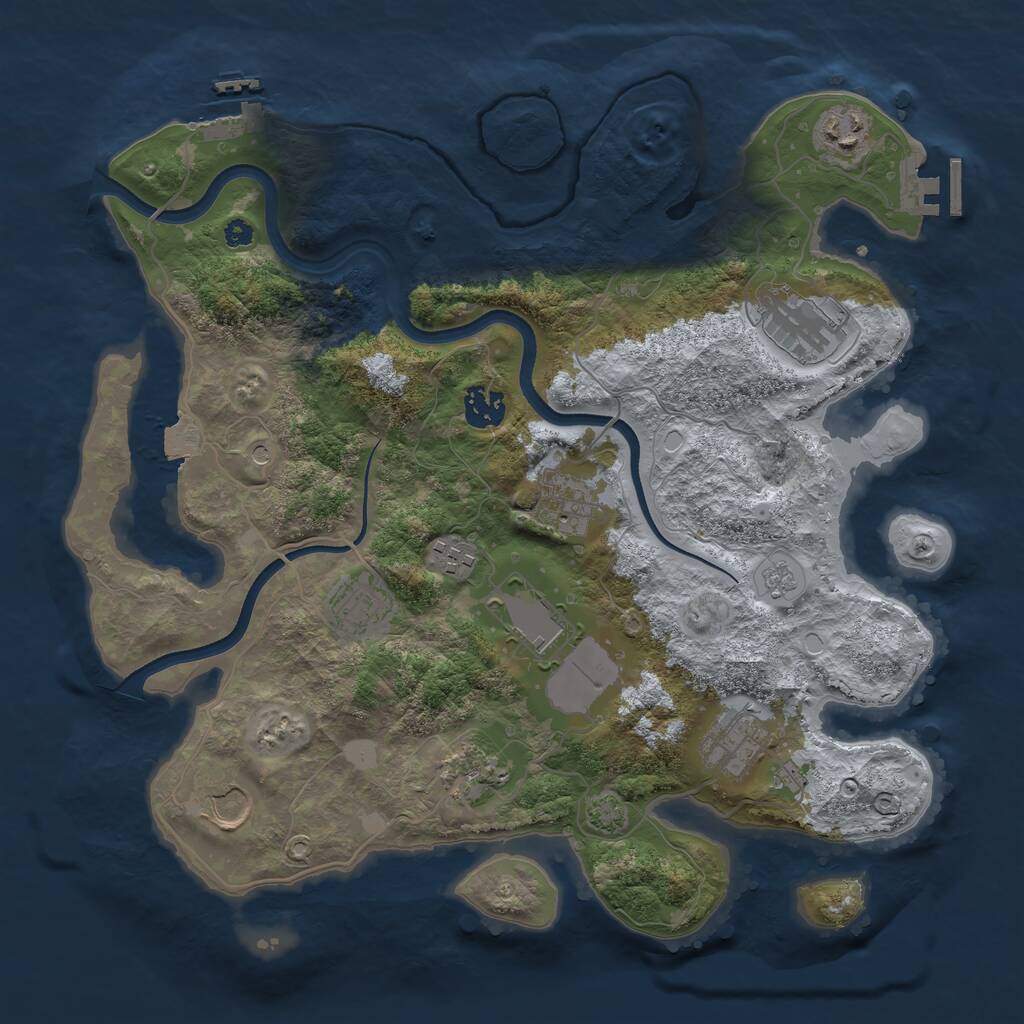 Rust Map: Procedural Map, Size: 3600, Seed: 1654796058, 16 Monuments