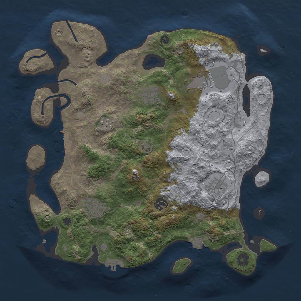 Rust Map: Procedural Map, Size: 3500, Seed: 408596165, 14 Monuments