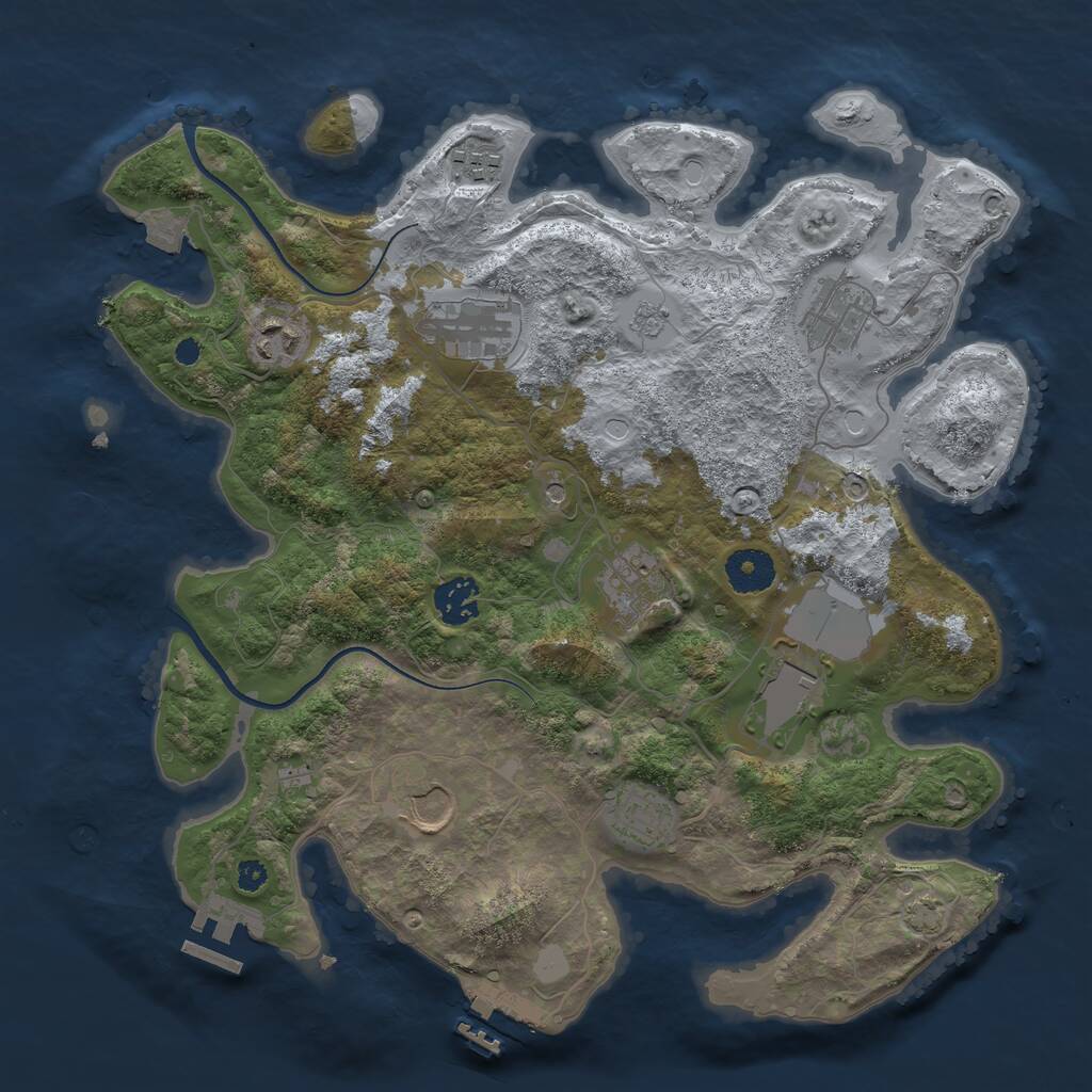 Rust Map: Procedural Map, Size: 3500, Seed: 1949166076, 15 Monuments