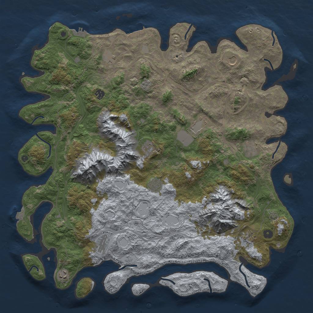 Rust Map: Procedural Map, Size: 5000, Seed: 2057646125, 19 Monuments