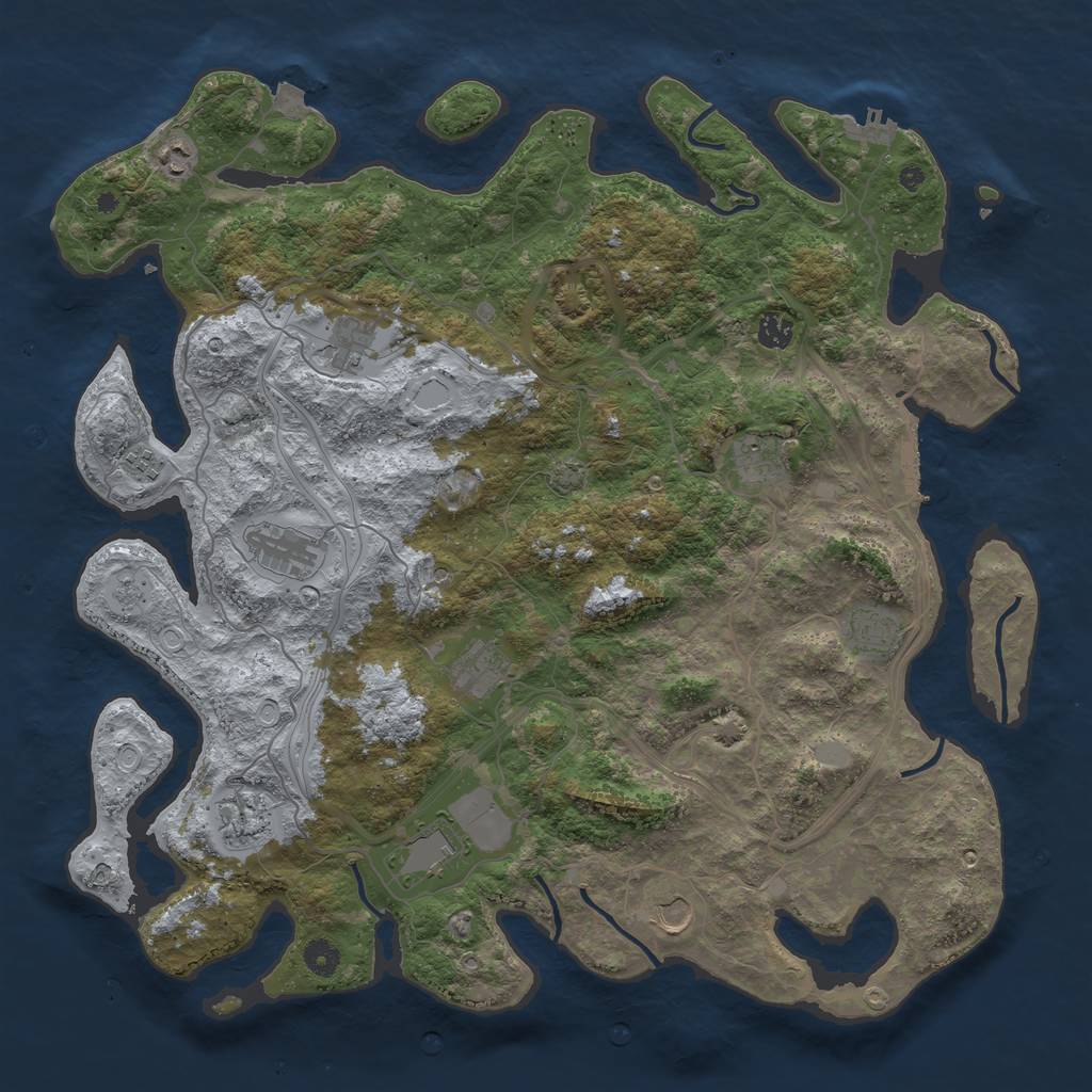 Rust Map: Procedural Map, Size: 4500, Seed: 1547065398, 19 Monuments