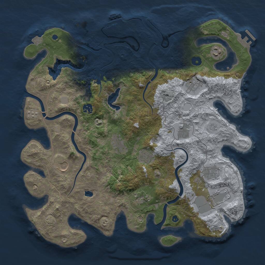 Rust Map: Procedural Map, Size: 4000, Seed: 821652000, 17 Monuments