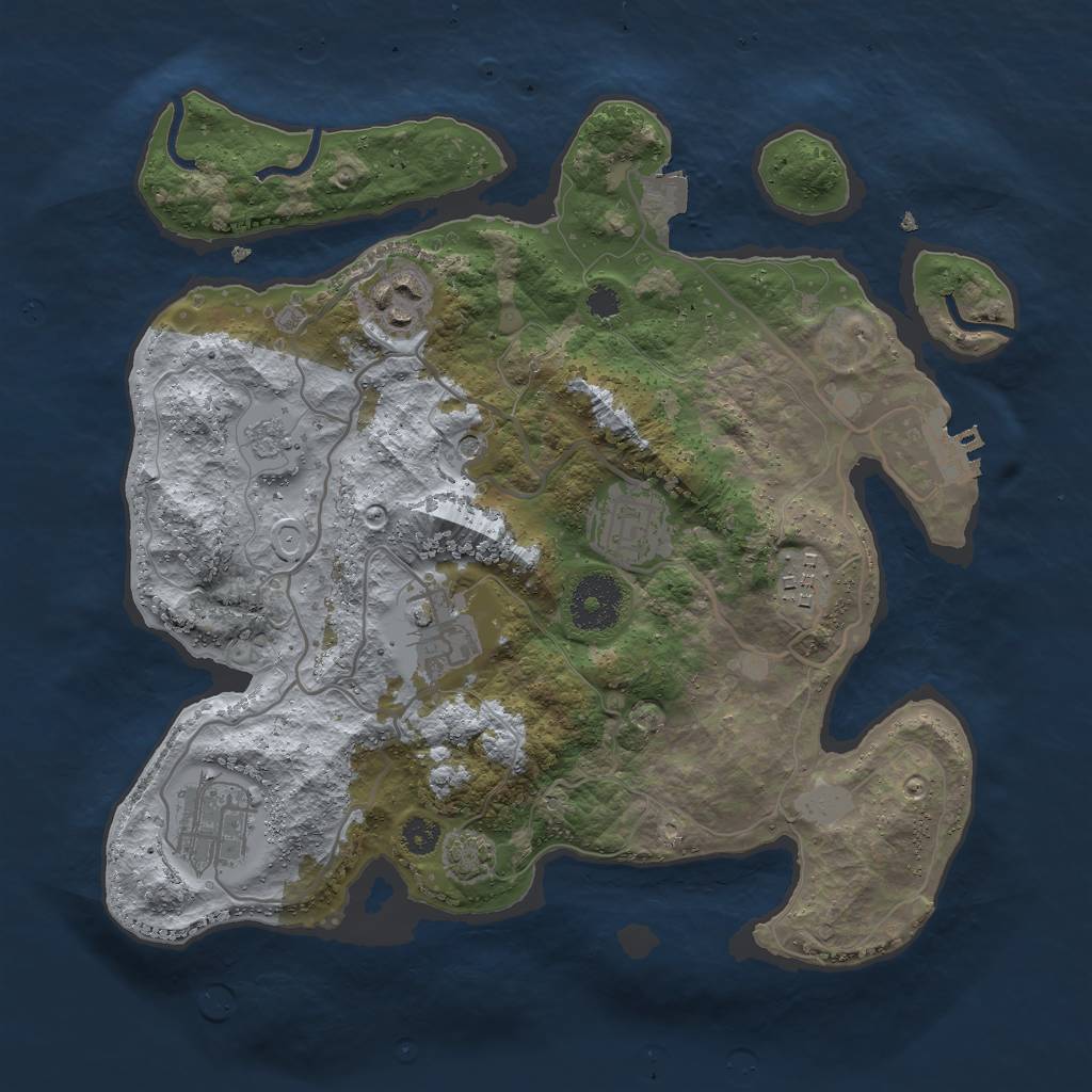 Rust Map: Procedural Map, Size: 3000, Seed: 1483008831, 12 Monuments