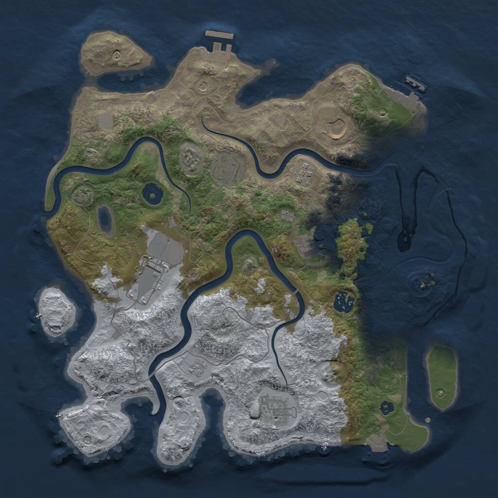 Rust Map: Procedural Map, Size: 3600, Seed: 77456660, 13 Monuments